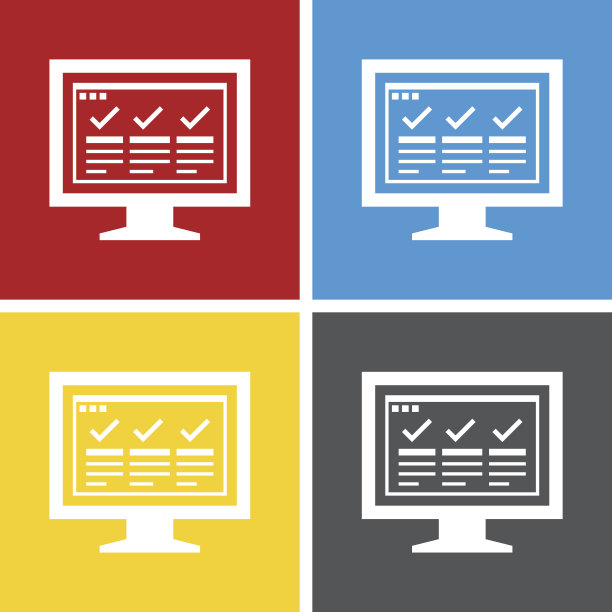 计算机显示器图标上的方形按钮。——SquareSeries图片下载