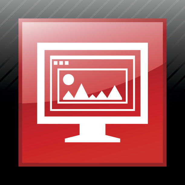 计算机显示器图标上的一个方形按钮。——SleekSeries图片下载