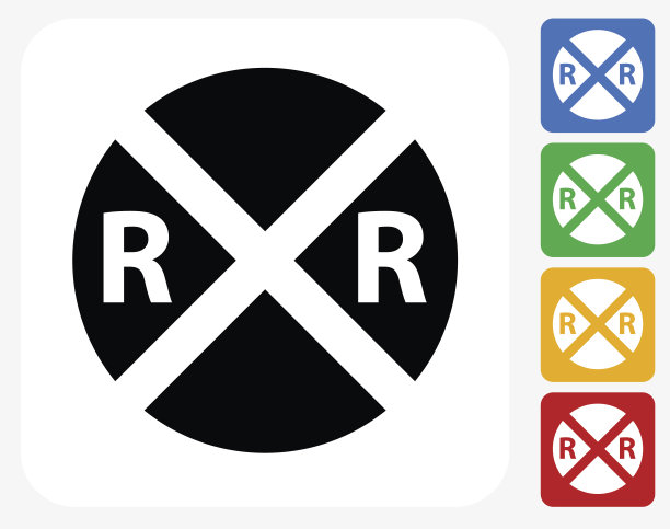 铁路道口图标平面设计图片下载