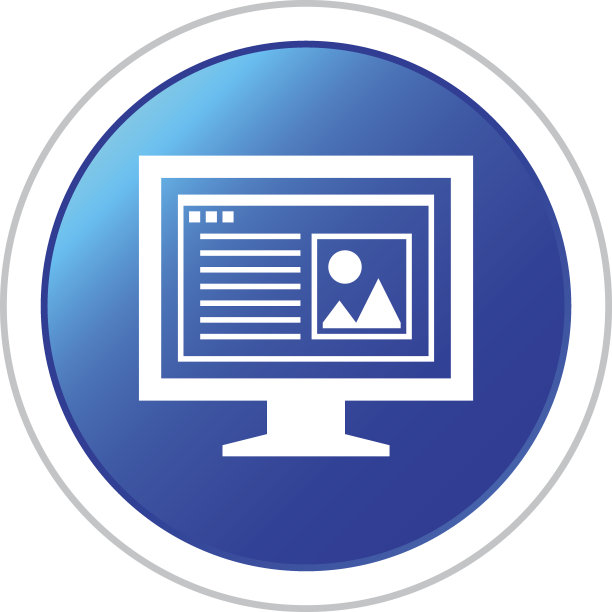 电脑显示器图标上的一个圆形按钮。——StickerSeries图片下载