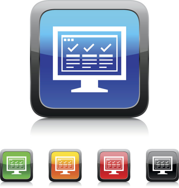 计算机显示器图标上的彩色按钮。——StyleSeries图片下载