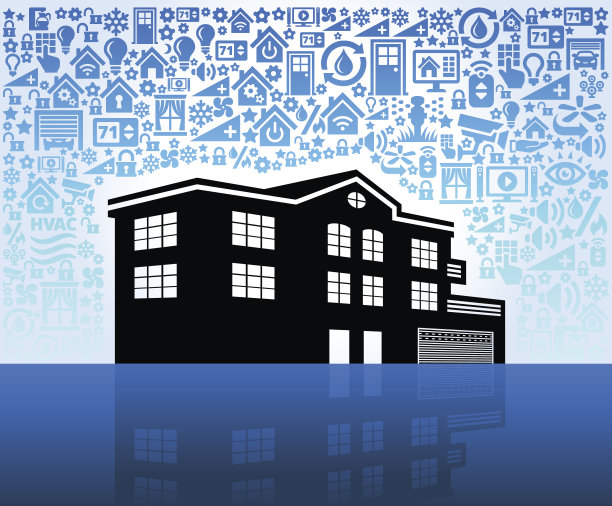 家庭住宅的家庭自动化和安全矢量背景图片下载