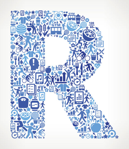 字母R健身和饮食图标模式图片下载