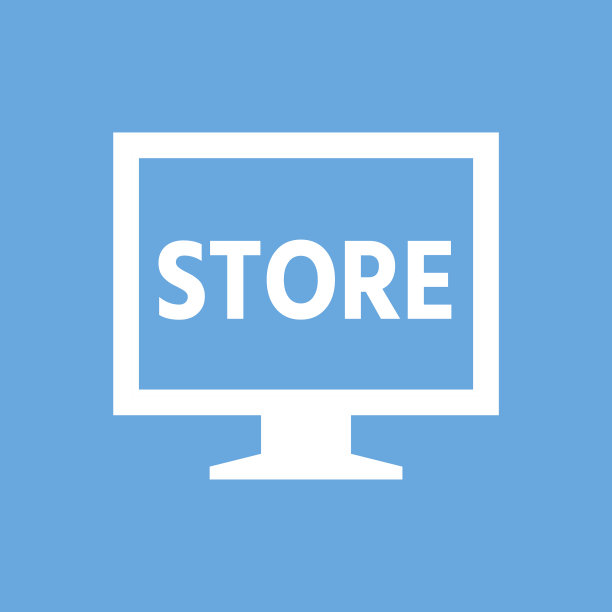 蓝色背景上的电脑显示器图标。——SmoothSeries图片下载