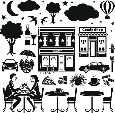 设计元素以户外咖啡厅为晚上的主题图片下载