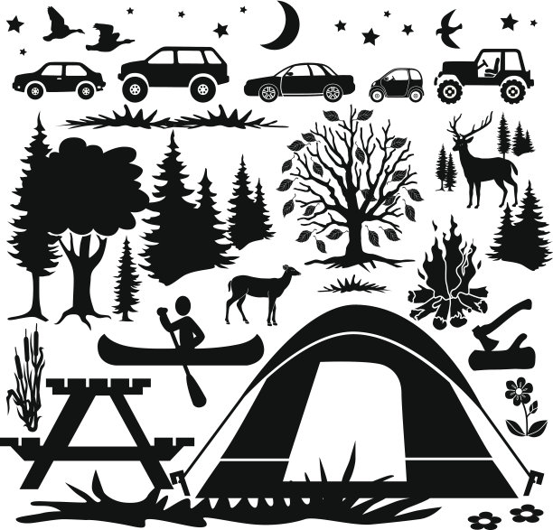 乡村露营设计元素图片下载