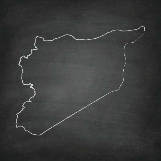 叙利亚地图在黑板上-黑板图片下载