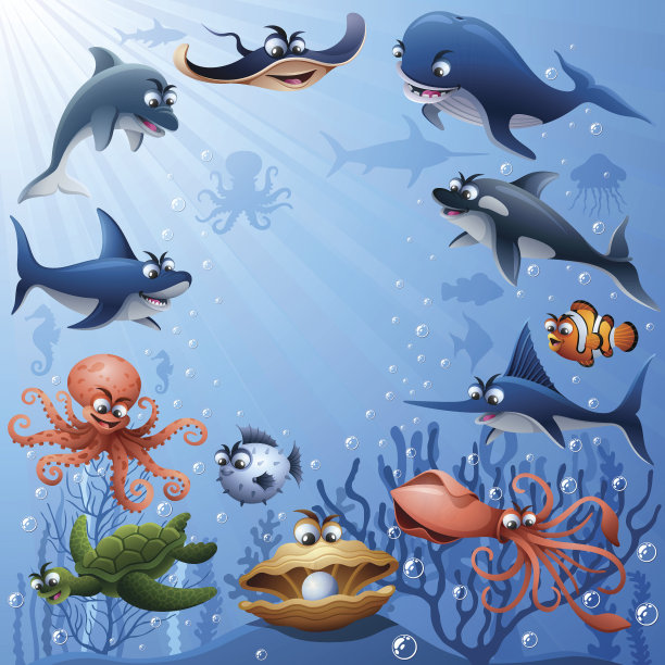 海洋动物的家庭图片下载