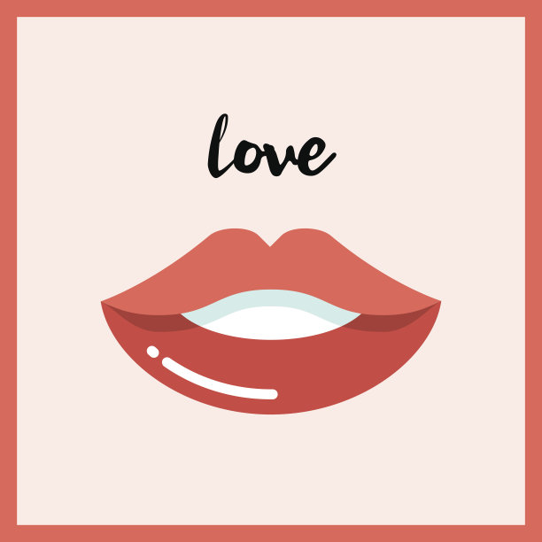 美丽的女性嘴唇，平面设计的旗帜图片下载