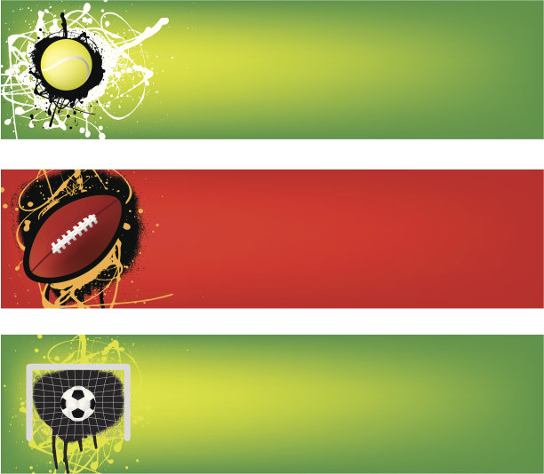 网球，美式足球和足球横幅图片下载