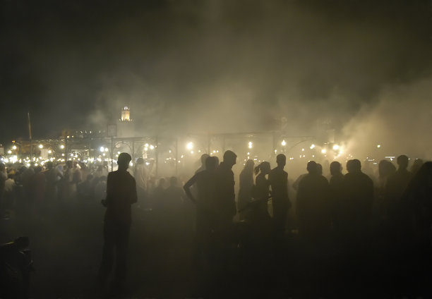 摩洛哥马拉喀什Djemaa el Fna的小吃摊图片下载
