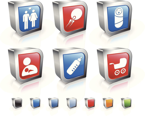 育儿方形矢量图标集图片下载