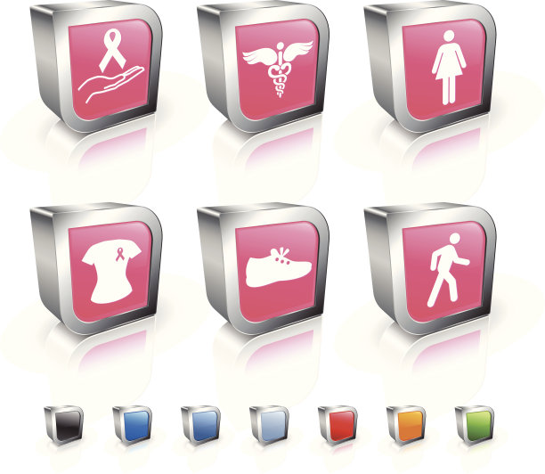 乳腺癌意识3D版权免费矢量图标集图片下载