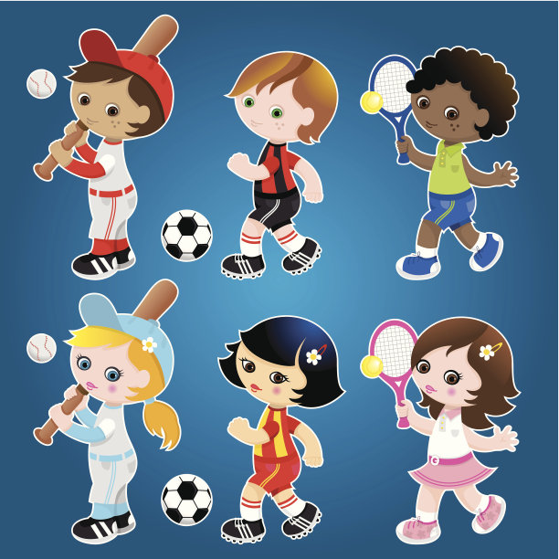 运动可爱的孩子设置图片下载