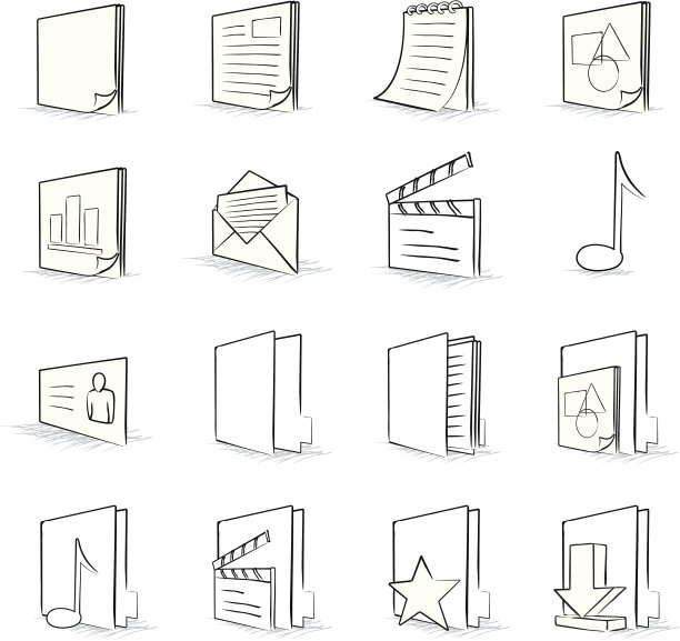 计算机文件和文件夹图标集图片下载