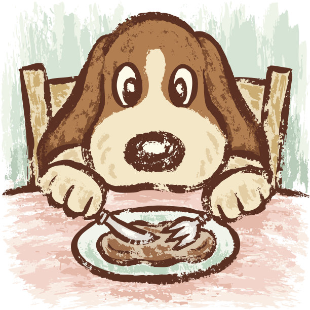 正在吃牛排的狗图片下载