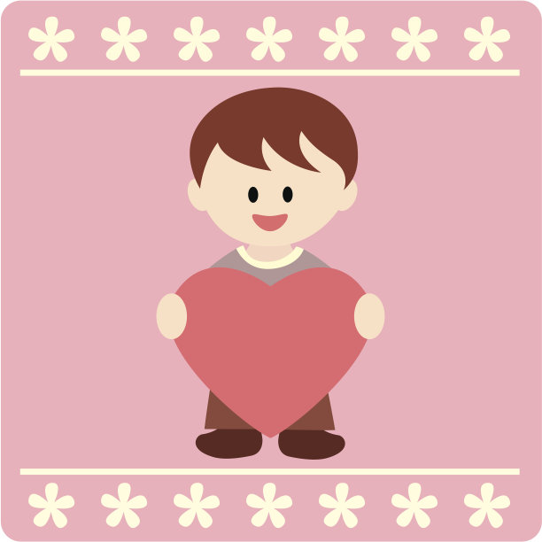 男孩抱着一颗爱的心图片下载