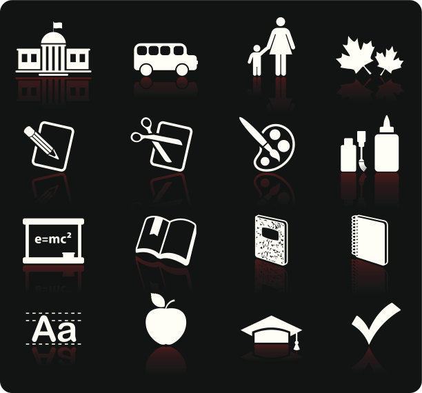 学校和教育教育版税免费矢量图标集图片下载