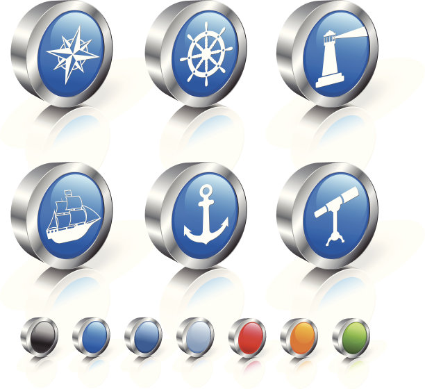 海军航行3D版税免费矢量图标集图片下载