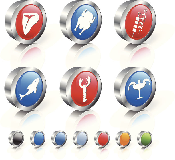 肉和海鲜3D版权免费矢量图标集图片下载