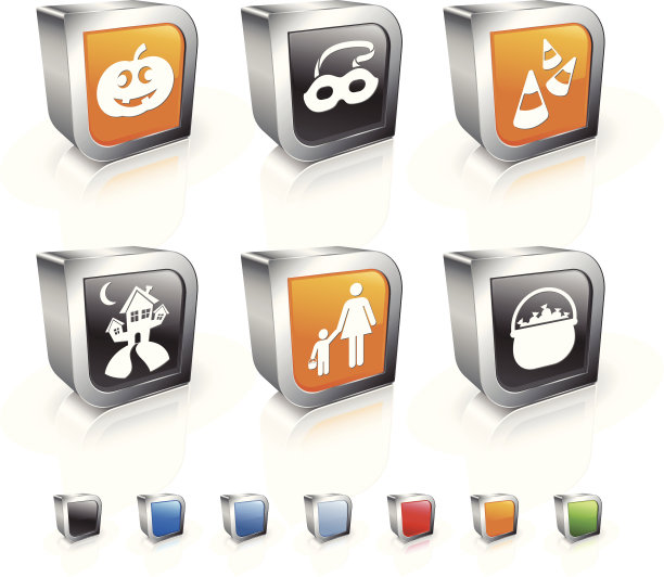 万圣节庆祝3D版权免费矢量图标集图片下载