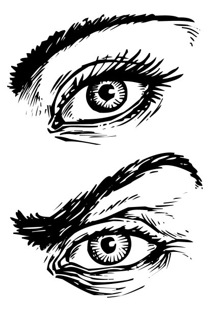 眼睛表达-黑白插图图片下载