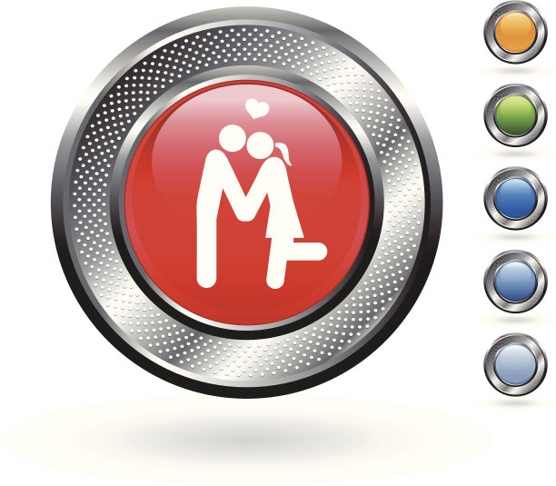 初吻图标按钮与金属边框图片下载