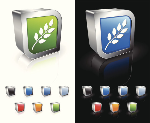 蓝莓枝叶三维图标图片下载