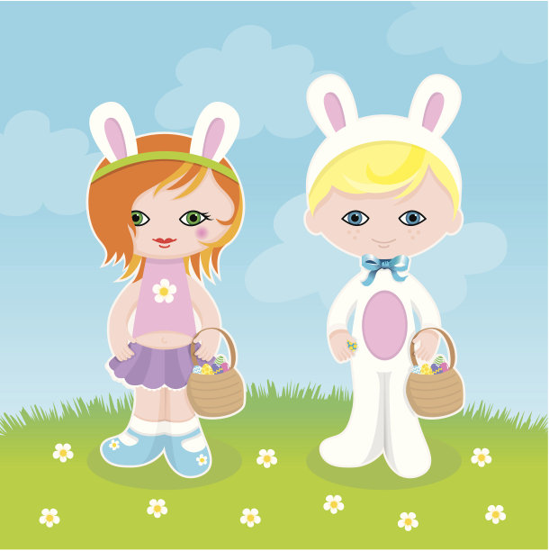 可爱的复活节的孩子图片下载