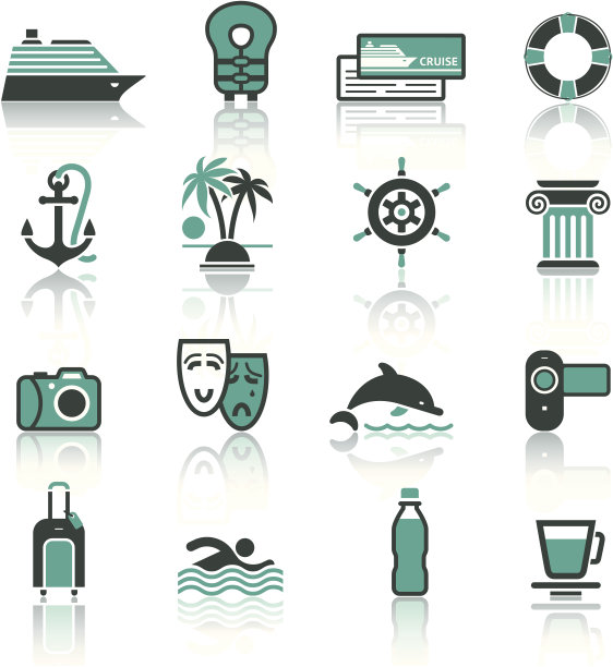 旅游，度假和娱乐，图标集。图片下载