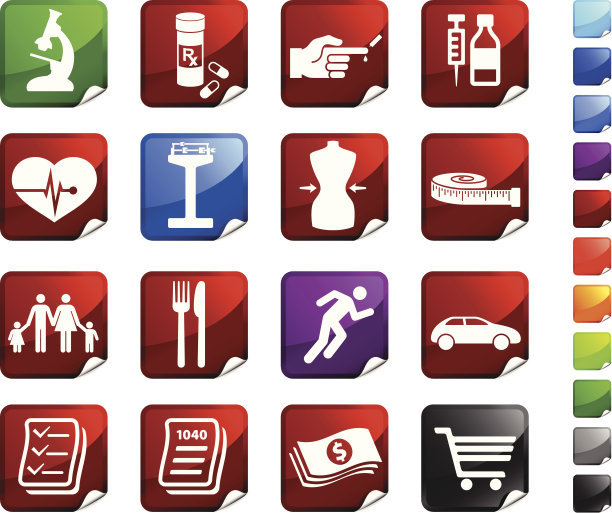 健康与健康服务，版税免费矢量艺术贴纸图片下载