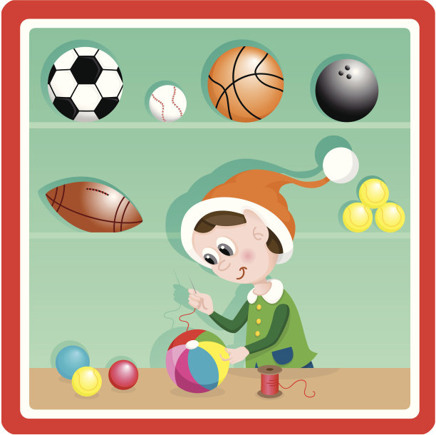 可爱的圣诞玩具工厂运动球精灵图片下载