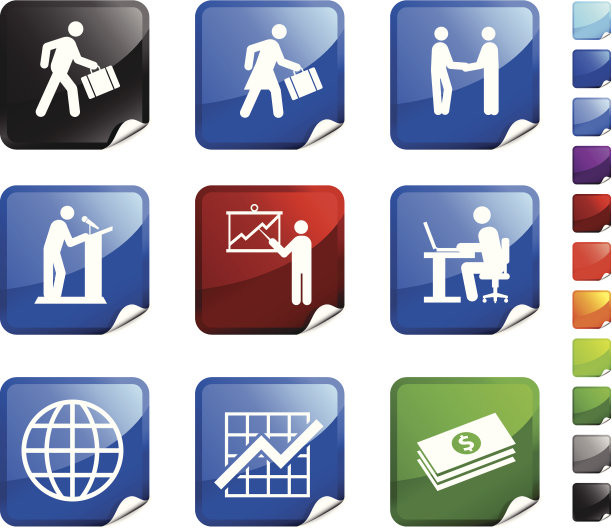 商务九免版税矢量图标集图片下载