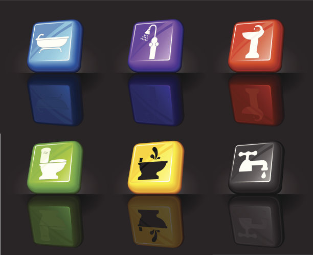 浴室设备互联网版税免费矢量图标集图片下载