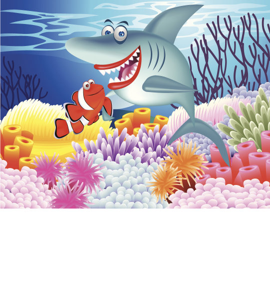 鲨鱼和小丑鱼图片下载