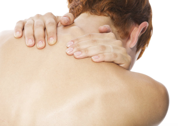 年轻女人脖子上的剧痛。图片下载