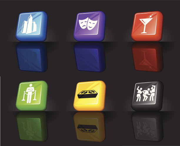 城市夜生活乐趣互联网版税免费矢量图标集图片下载