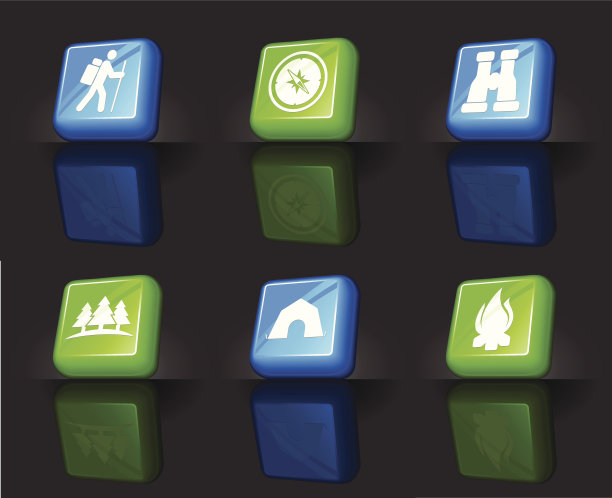 夏季露营互联网版税免费矢量图标集图片下载