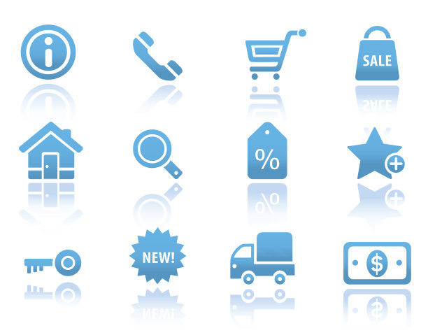 购物和商业图标|蓝色反映系列图片下载