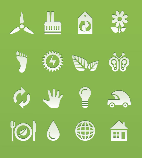 白色生态矢量图标集图片下载