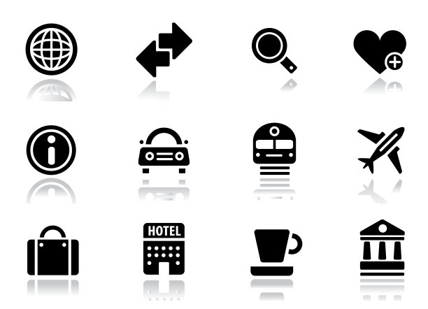 旅游和旅游的黑色标志图片下载