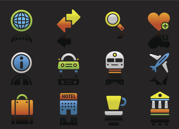 旅游和旅游彩色图标上的黑色图片下载
