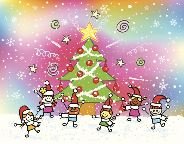 圣诞树和儿童卡通图片下载