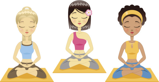 三个女孩在做瑜伽图片下载