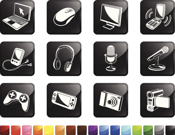 现代技术版税免费矢量图标设置贴纸图片下载