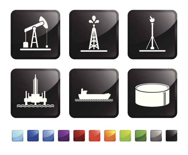 石油工业资源版税免费矢量图标设置贴纸图片下载