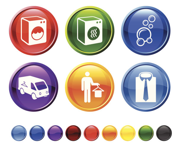 洗衣和干洗版税免费矢量图标集图片下载