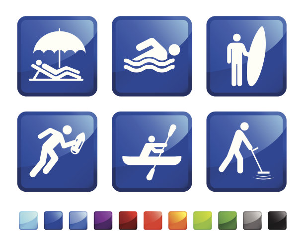 沙滩活动贴纸套装图片下载