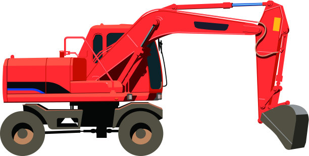 橙色挖掘机图片下载