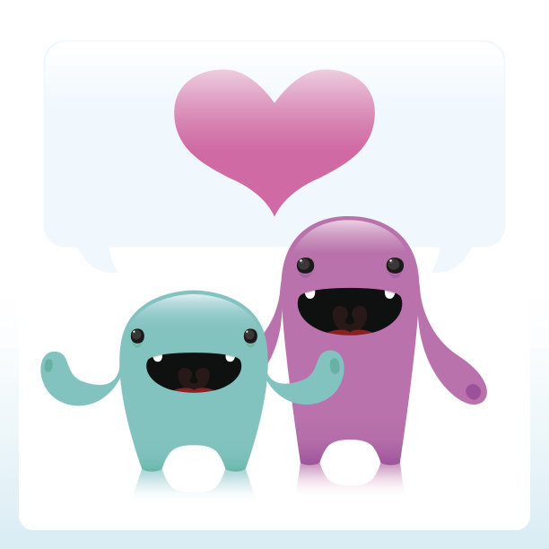 可爱的彩色矢量人物与爱图片下载